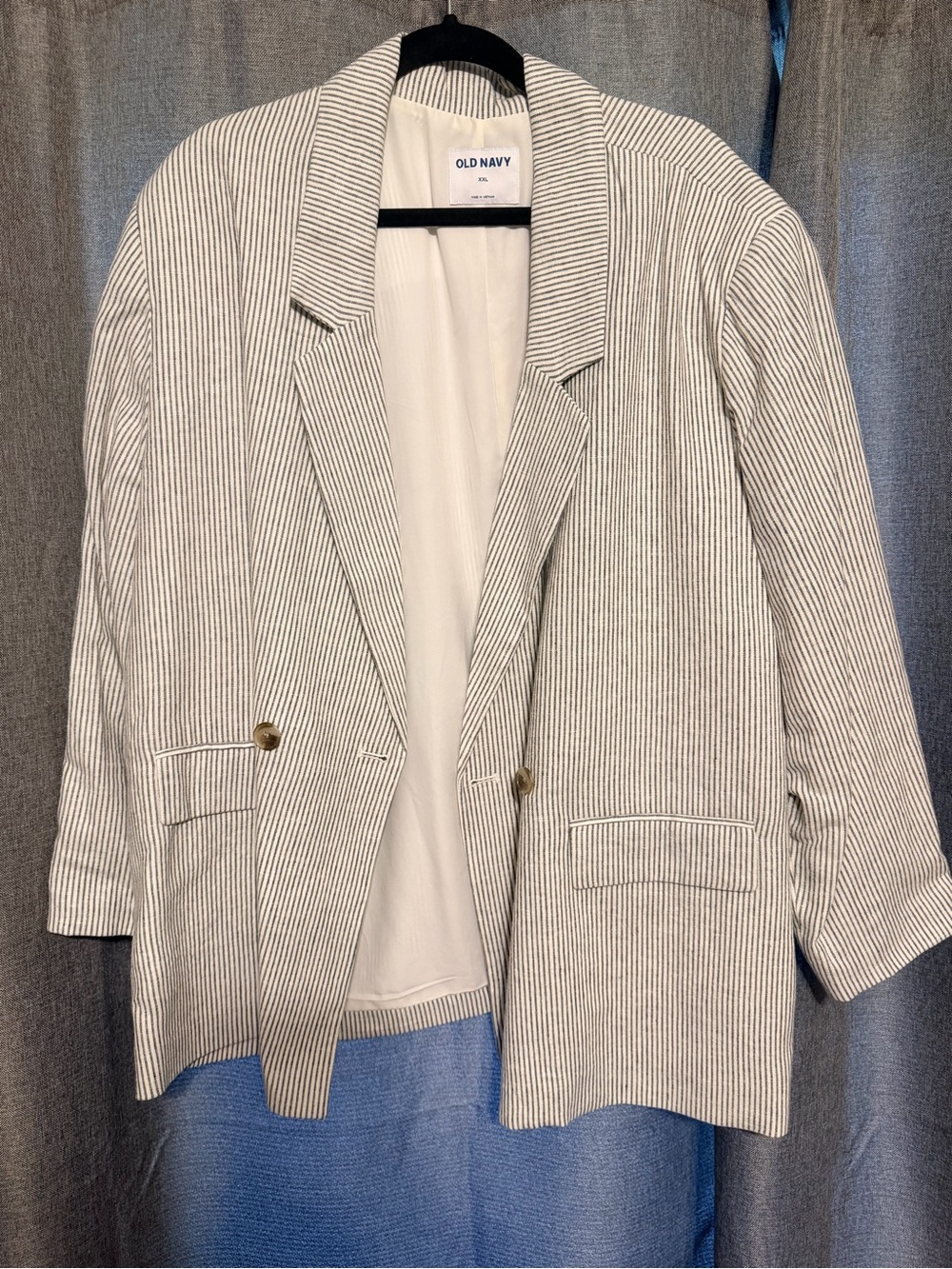 Old Navy Cream Blazer with Black Pinstripes